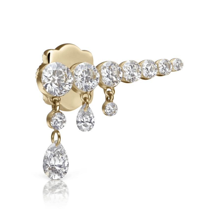Invisible Set Diamond Crescendo Bar Threaded Stud Earring