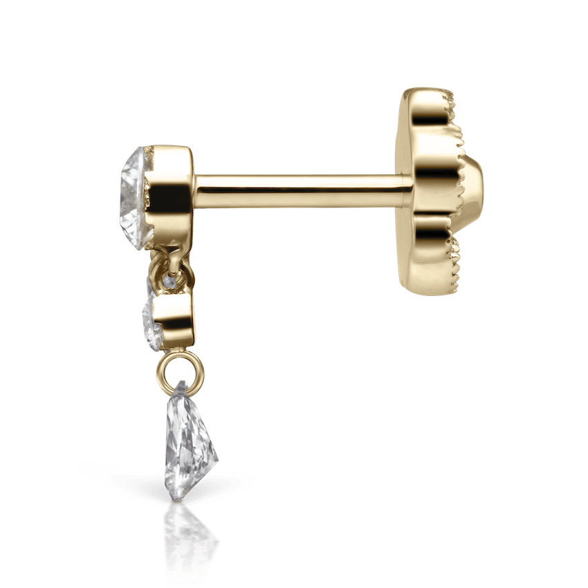 Invisible Set Diamond Crescendo Bar Threaded Stud Earring