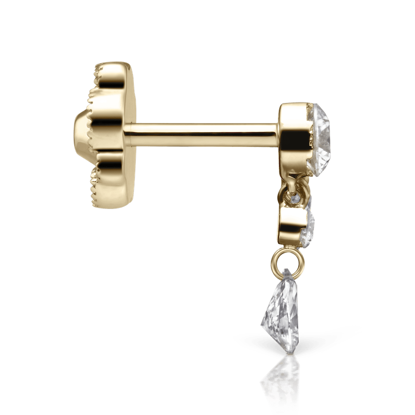 Invisible Set Diamond Crescendo Bar Threaded Stud Earring