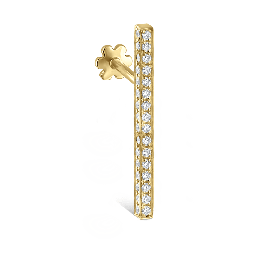 Square Diamond Pavé Bar Threaded Stud Earring