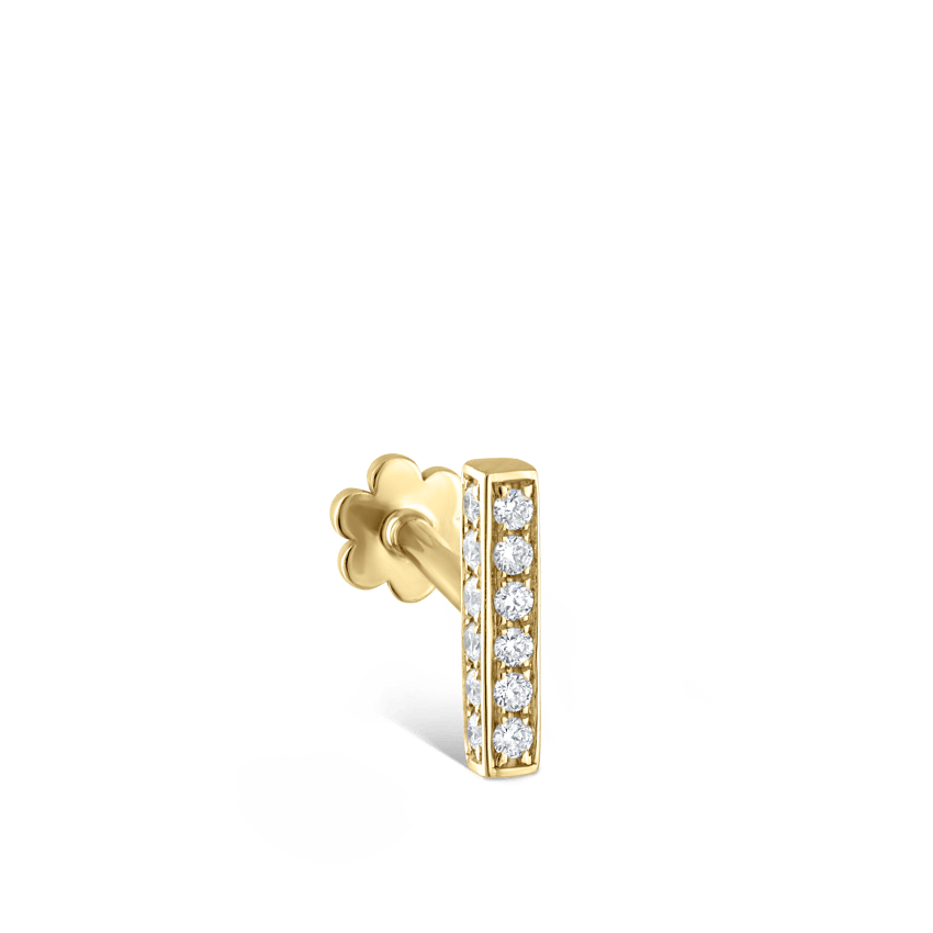 Square Diamond Pavé Bar Threaded Stud Earring