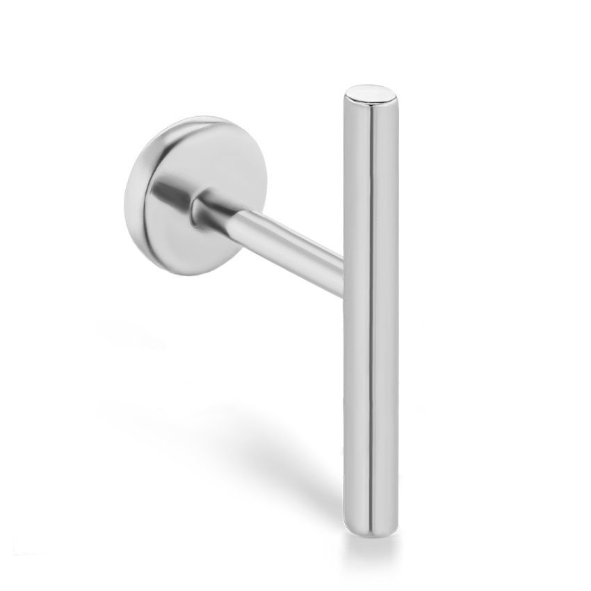 Polished Round Bar Threaded Stud Earring With Titanium Backing