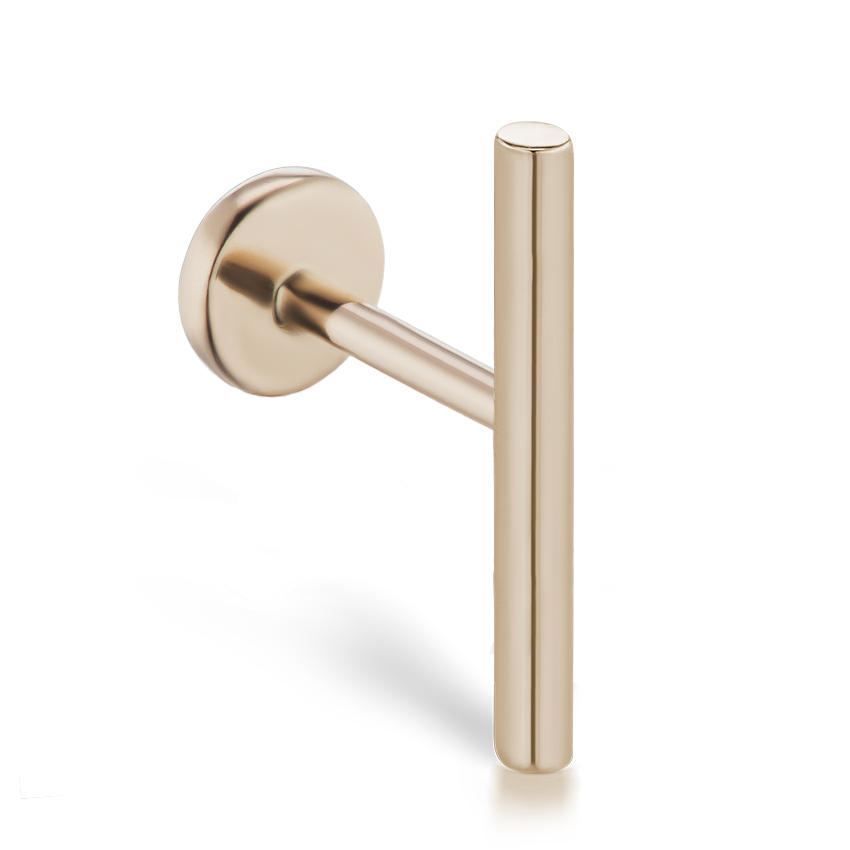 Polished Round Bar Threaded Stud Earring With Titanium Backing
