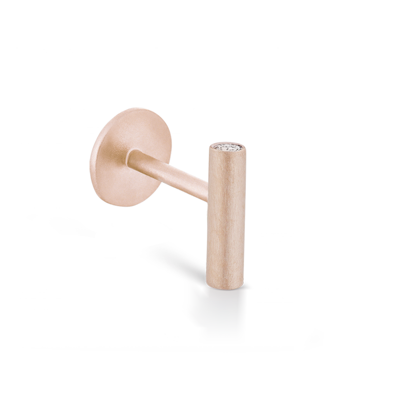 Matte Round Bar with Diamond Ends Threaded Stud Earring