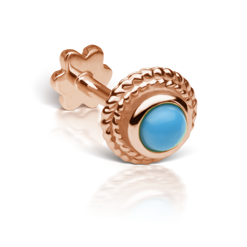 Turquoise Thin Braid Threaded Stud Earring With Titanium Backing