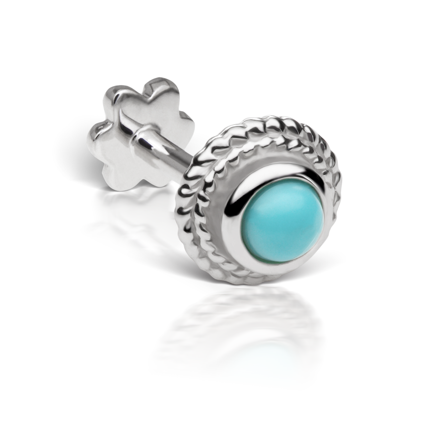 Turquoise Thin Braid Threaded Stud Earring With Titanium Backing
