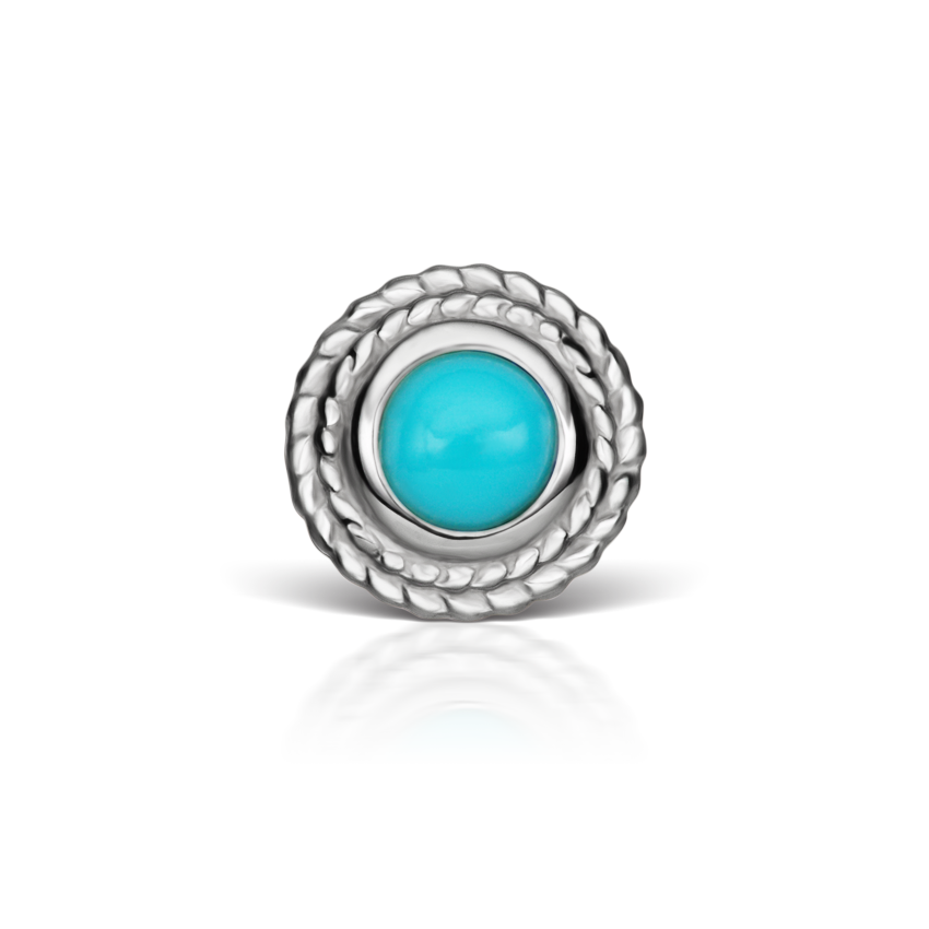 Turquoise Thin Braid Threaded Stud Earring With Titanium Backing