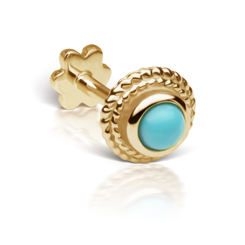 Turquoise Thin Braid Threaded Stud Earring With Titanium Backing