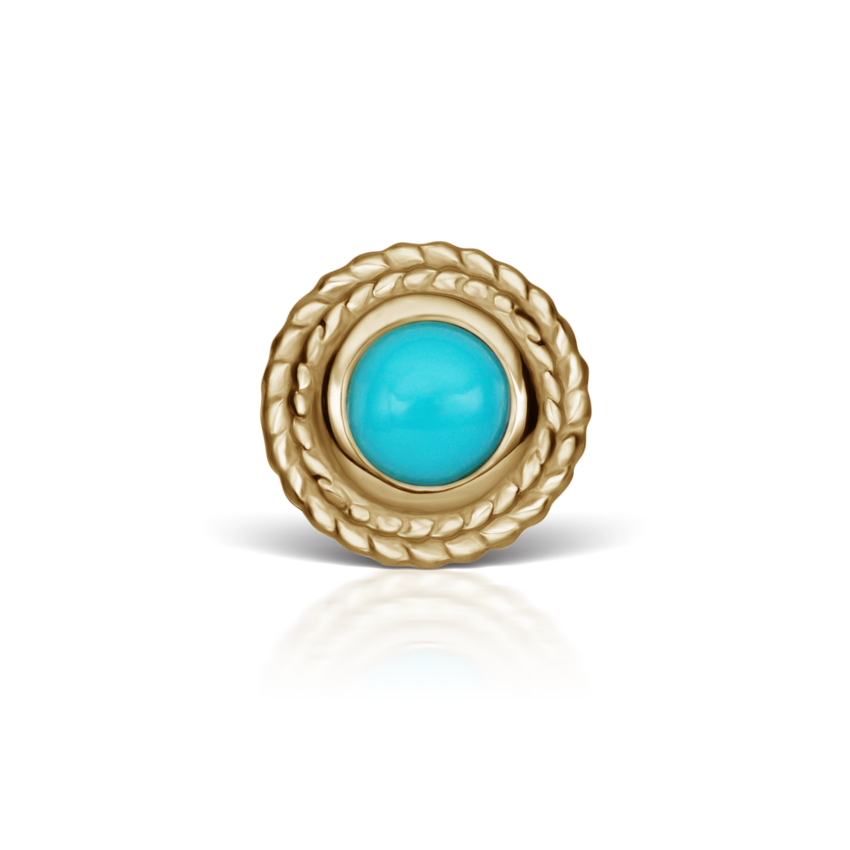 Turquoise Thin Braid Threaded Stud Earring With Titanium Backing