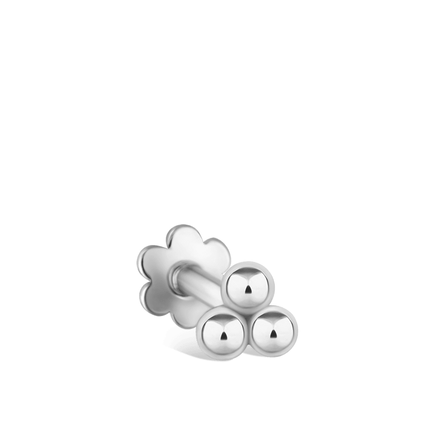 Ball Trinity Threaded Stud Earring With Titanium Backing