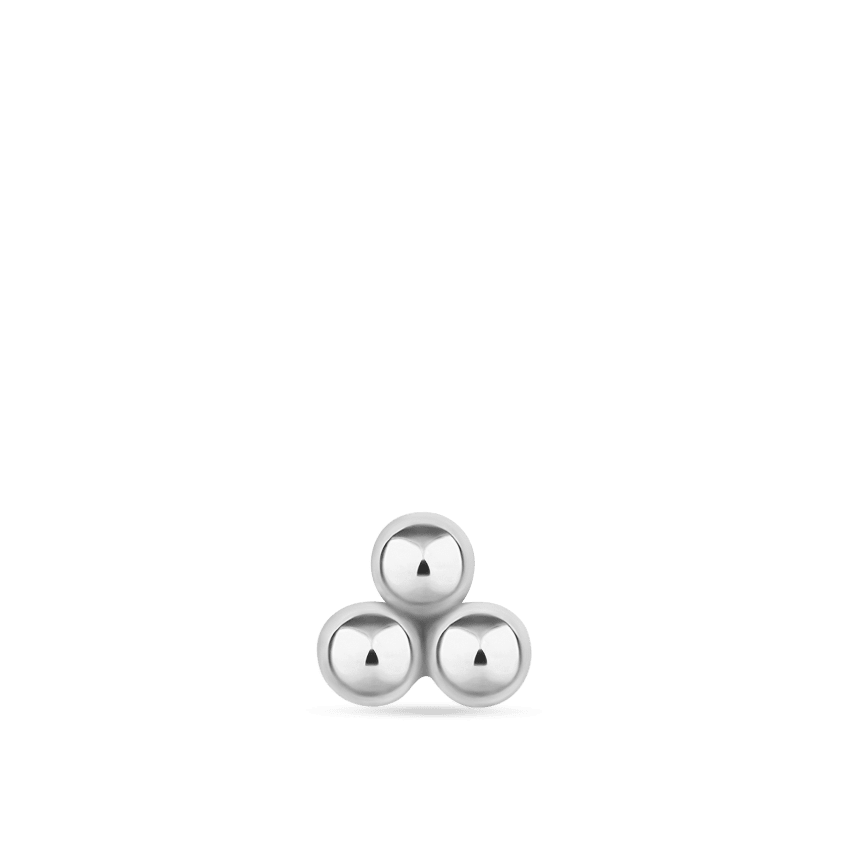 Ball Trinity Threaded Stud Earring With Titanium Backing