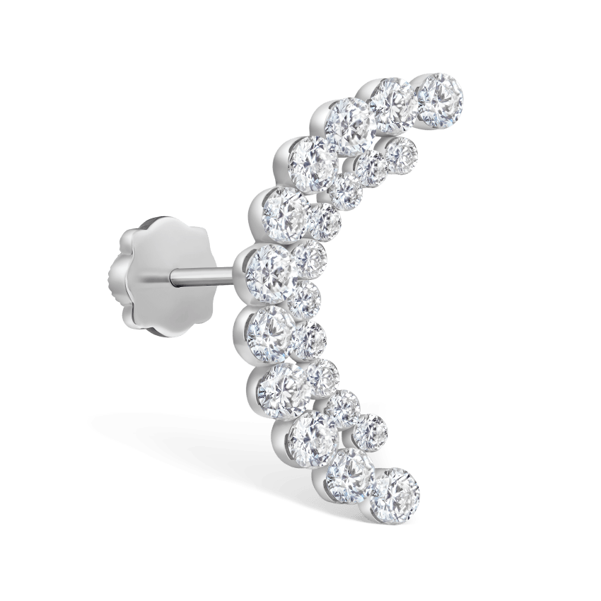 Invisible Set Diamond Apsara Curve Threaded Stud Earring