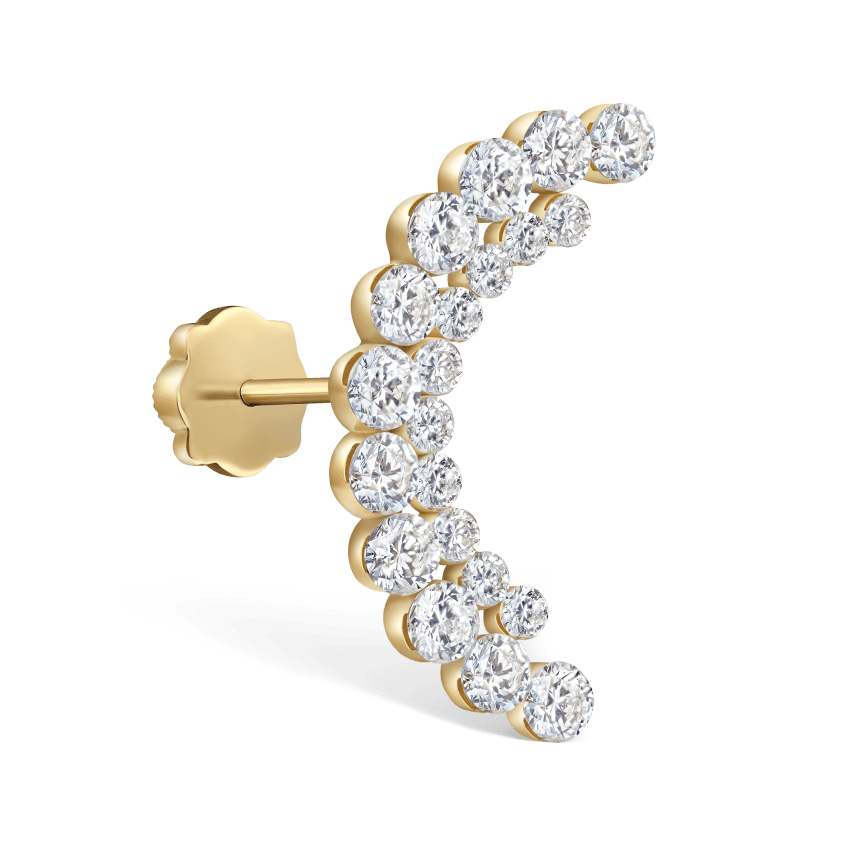 Invisible Set Diamond Apsara Curve Threaded Stud Earring