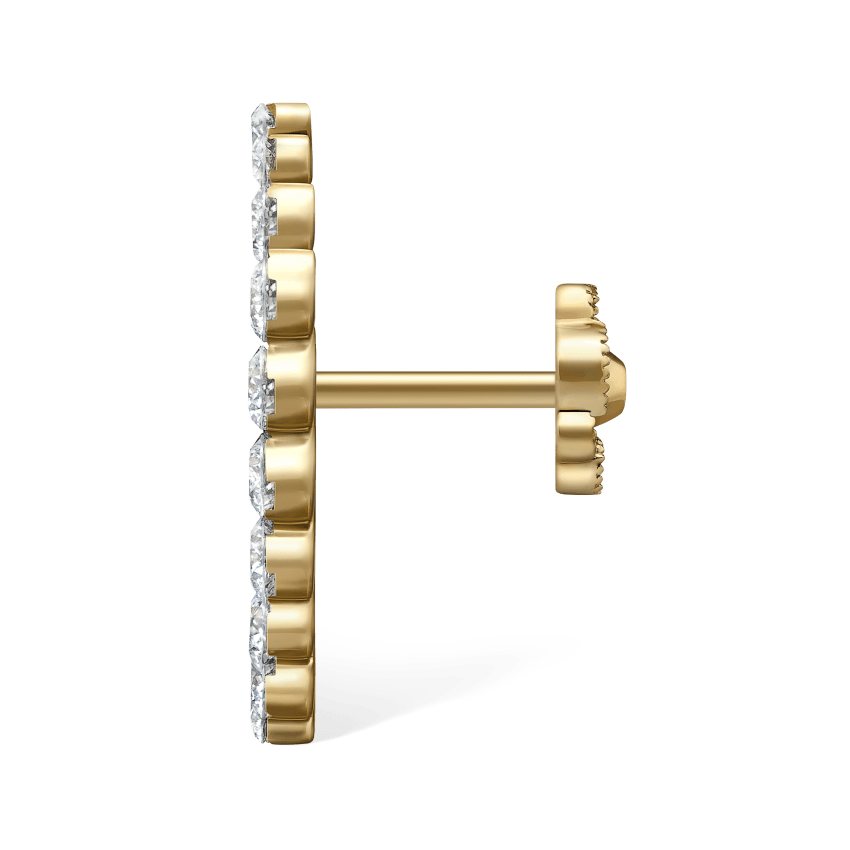 Invisible Set Diamond Apsara Curve Threaded Stud Earring