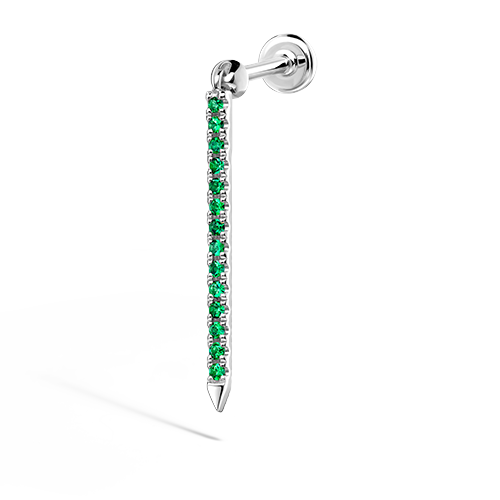 Emerald Eternity Bar Charm Threaded Stud Earring