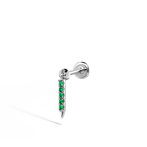 Emerald Eternity Bar Charm Threaded Stud Earring