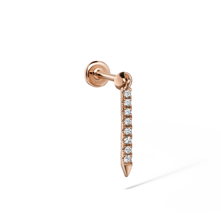 Diamond Eternity Bar Charm Threaded Stud Earring