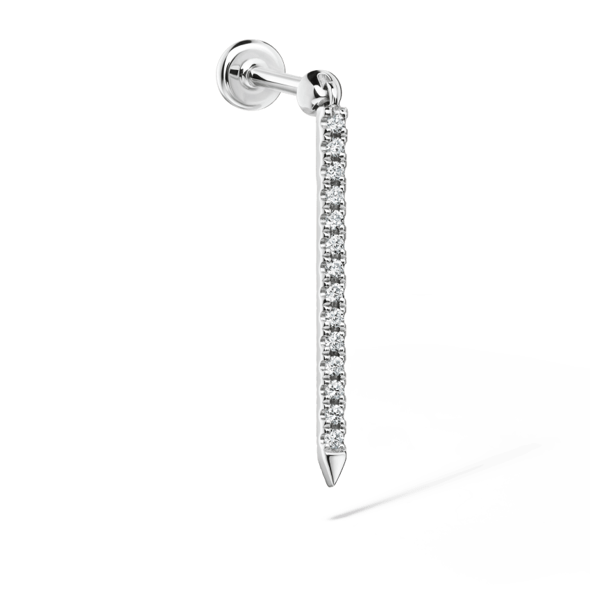 Diamond Eternity Bar Charm Threaded Stud Earring