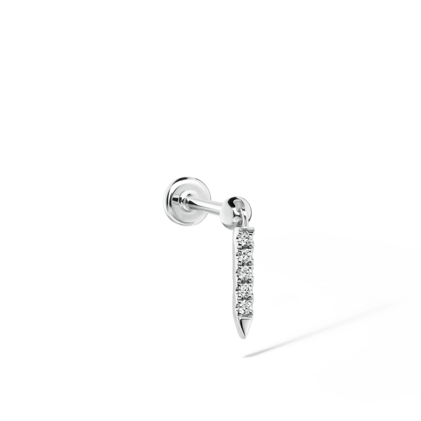 Diamond Eternity Bar Charm Threaded Stud Earring With Titanium Backing