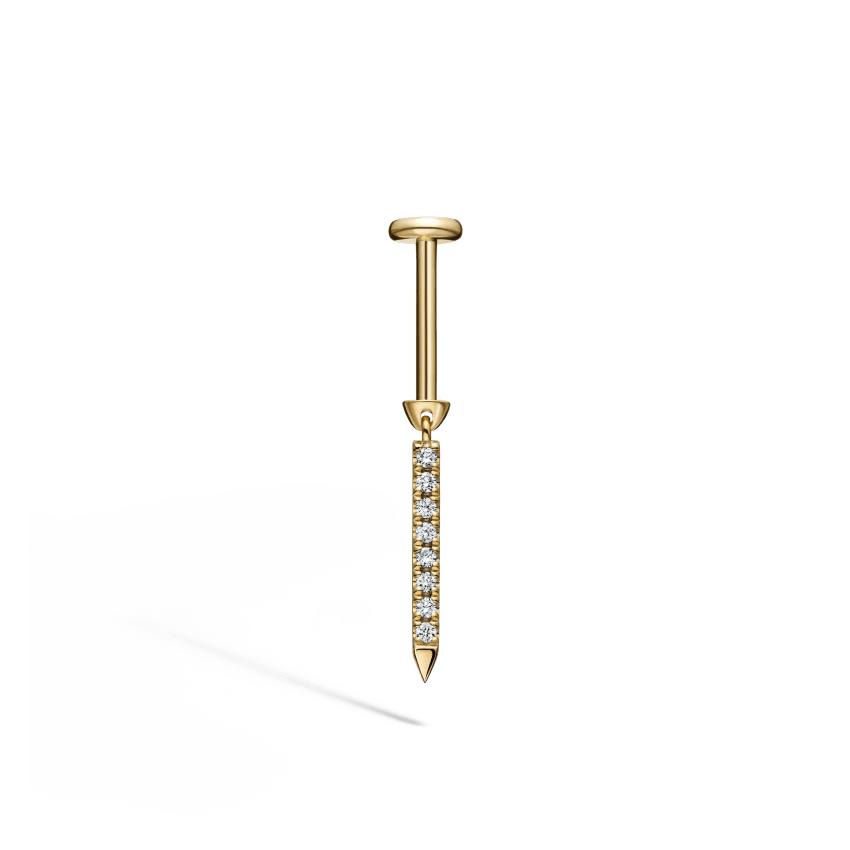 Diamond Eternity Bar Charm Threaded Stud Earring With Titanium Backing