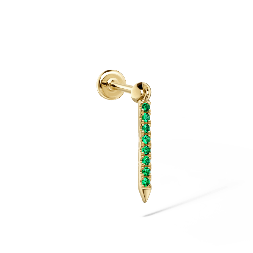 Emerald Eternity Bar Charm Threaded Stud Earring