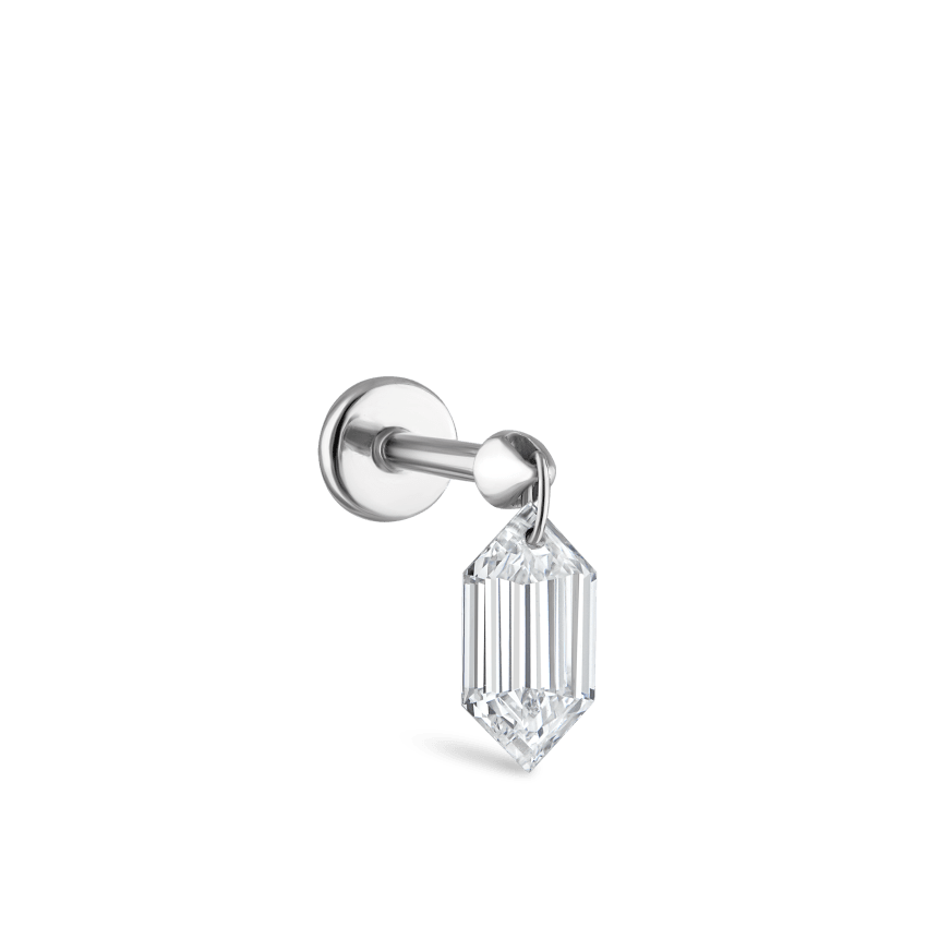 Floating Chevronelle Cut Diamond Threaded Stud Earring With Titanium Backing