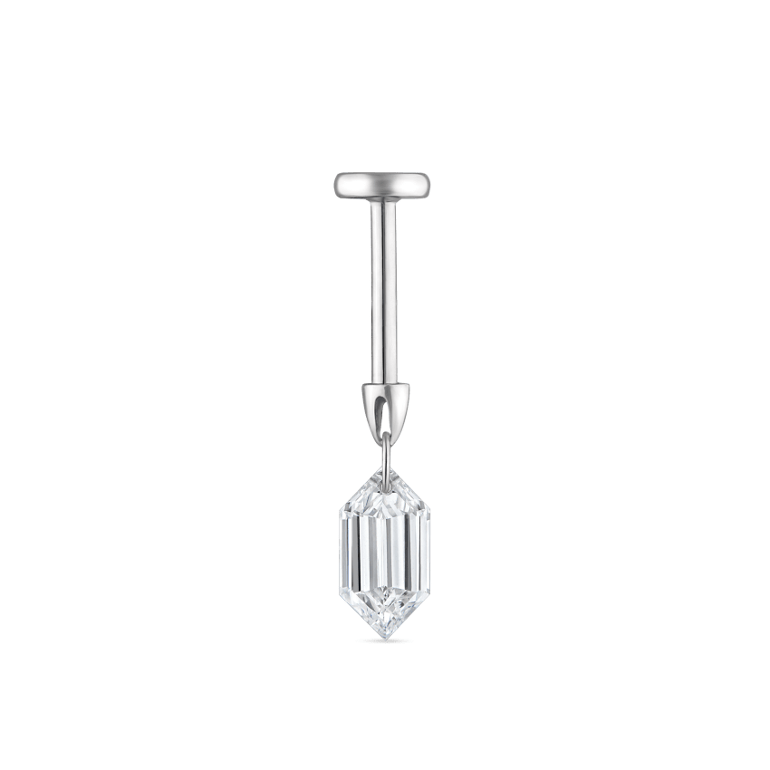 Floating Chevronelle Cut Diamond Threaded Stud Earring With Titanium Backing