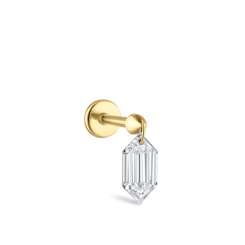 Floating Chevronelle Cut Diamond Threaded Stud Earring With Titanium Backing