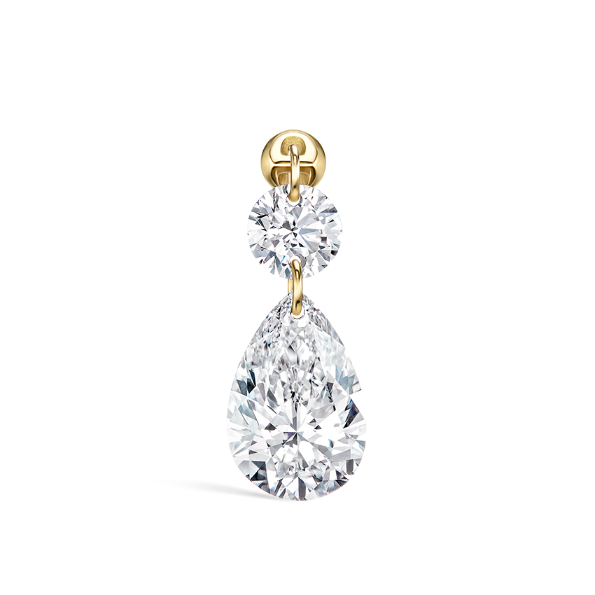 Floating Double Diamond Threaded Charm Earring With Titanium Backing