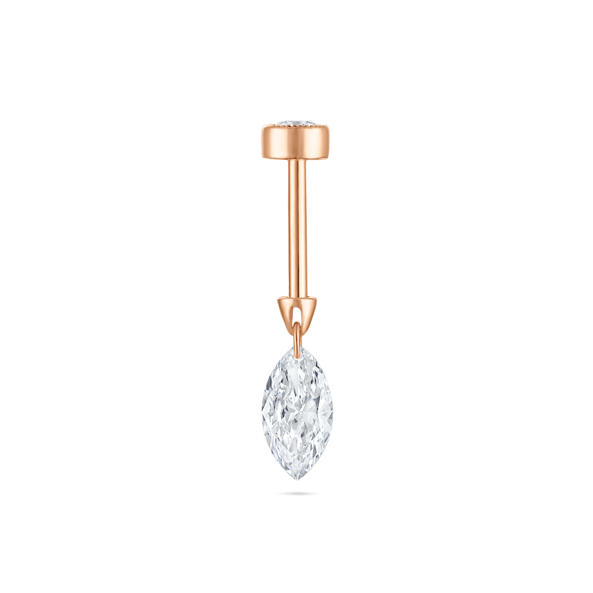 Floating Marquise Diamond Charm Threaded Stud Earring