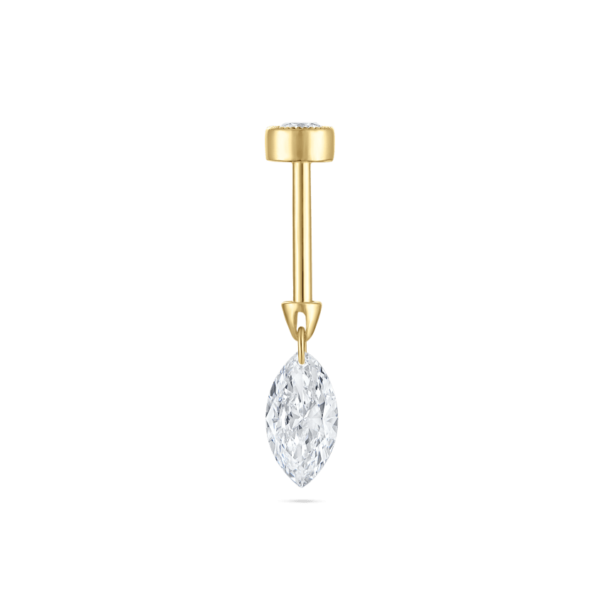 Floating Marquise Diamond Charm Threaded Stud Earring