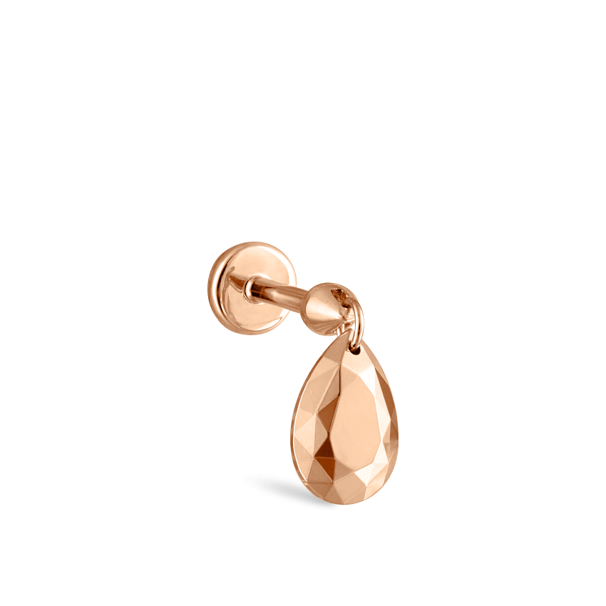 Faceted Gold Pear Threaded Charm Earring