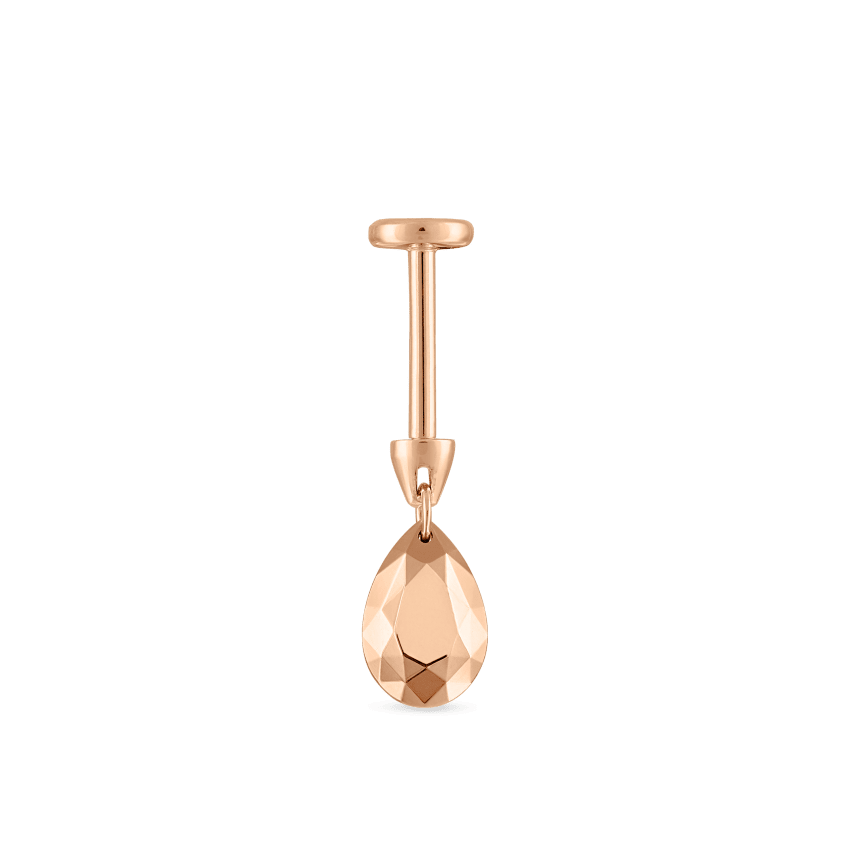 Faceted Gold Pear Threaded Charm Earring
