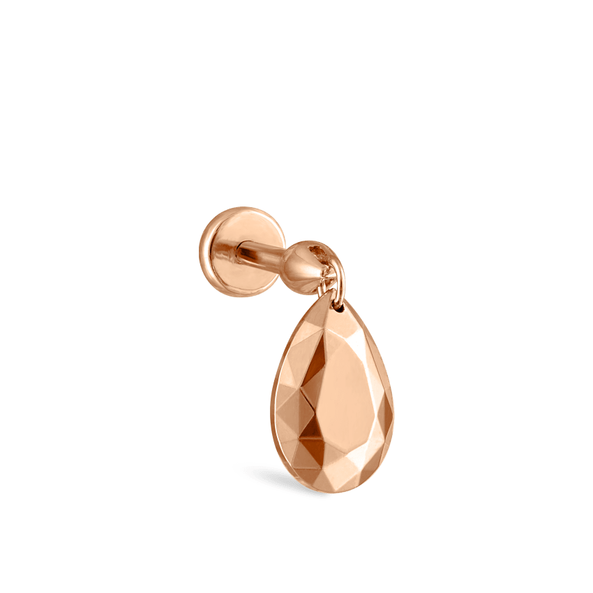 Faceted Gold Pear Threaded Charm Earring
