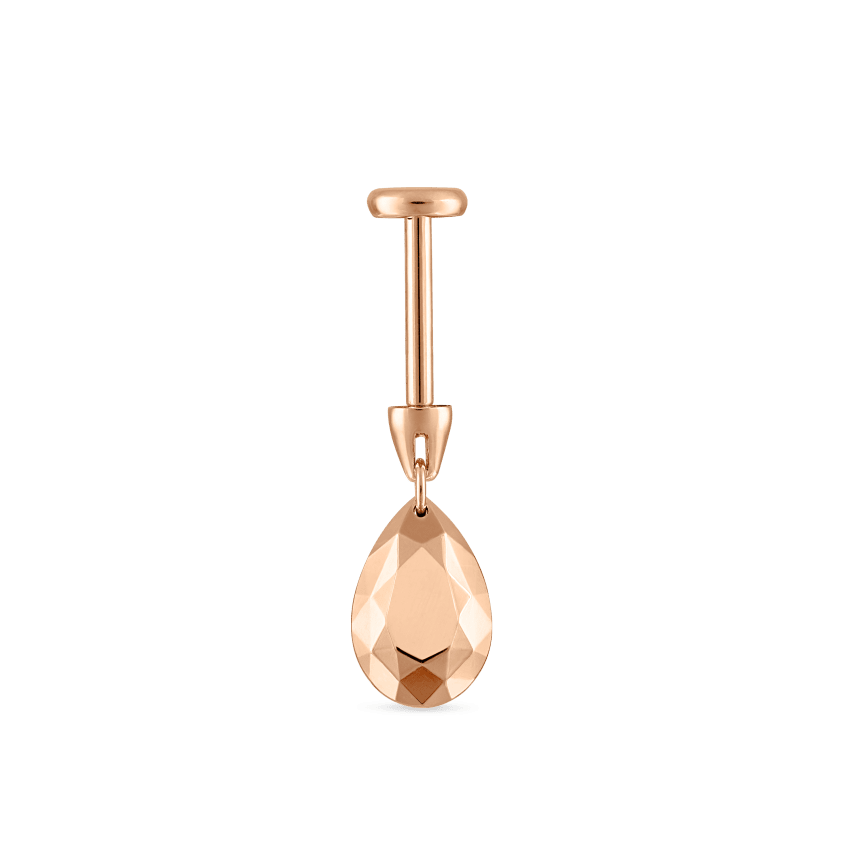 Faceted Gold Pear Threaded Charm Earring