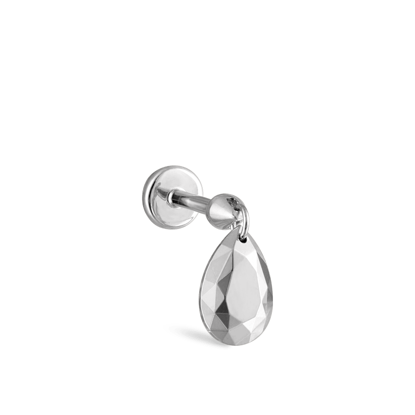 Faceted Gold Pear Threaded Charm Earring