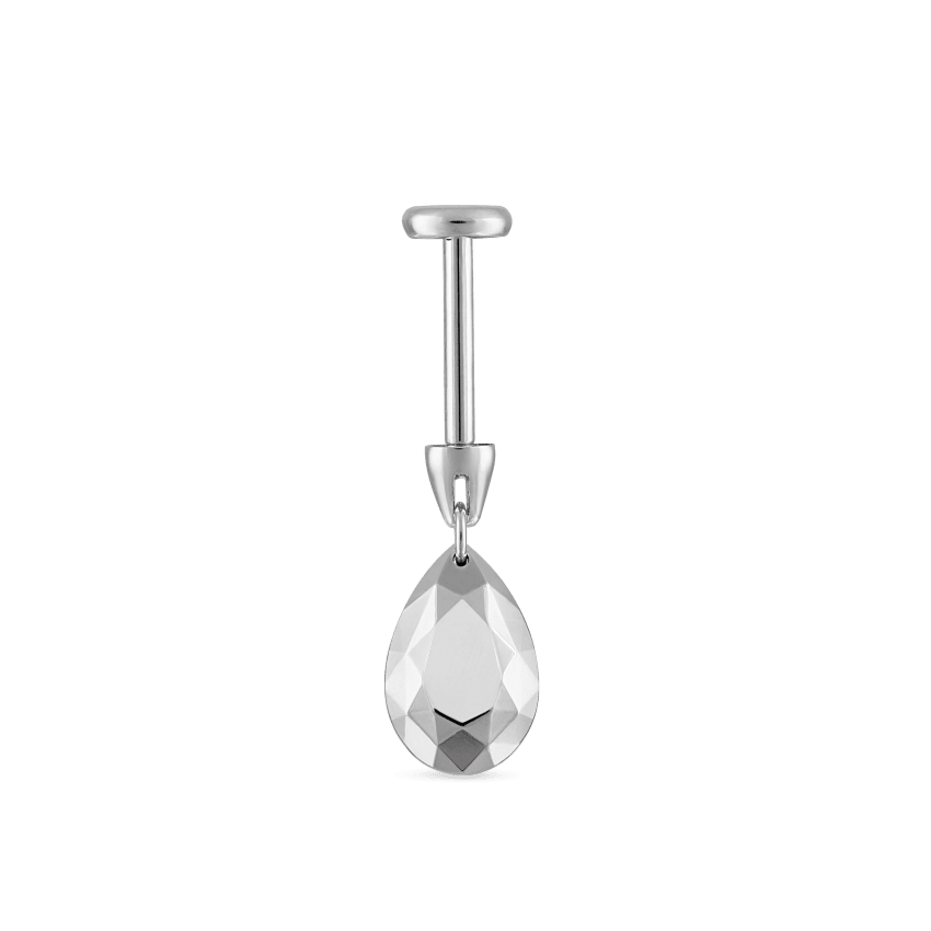 Faceted Gold Pear Threaded Charm Earring