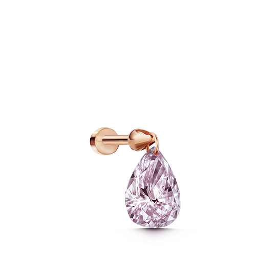 Natural Pink Pear Floating Diamond Threaded Charm Earring With Titanium Backing