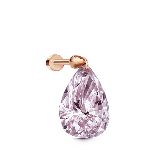 Natural Pink Pear Floating Diamond Threaded Charm Earring With Titanium Backing