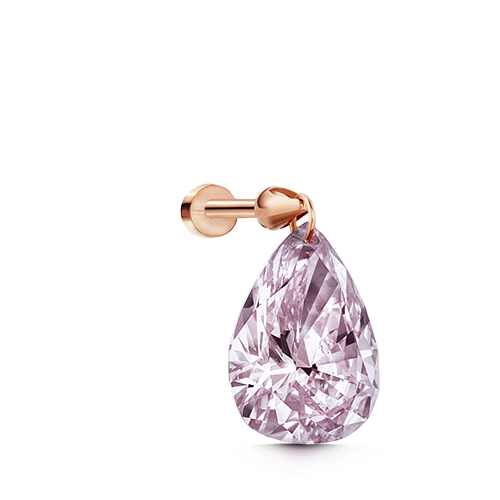 Natural Pink Pear Floating Diamond Threaded Charm Earring With Titanium Backing