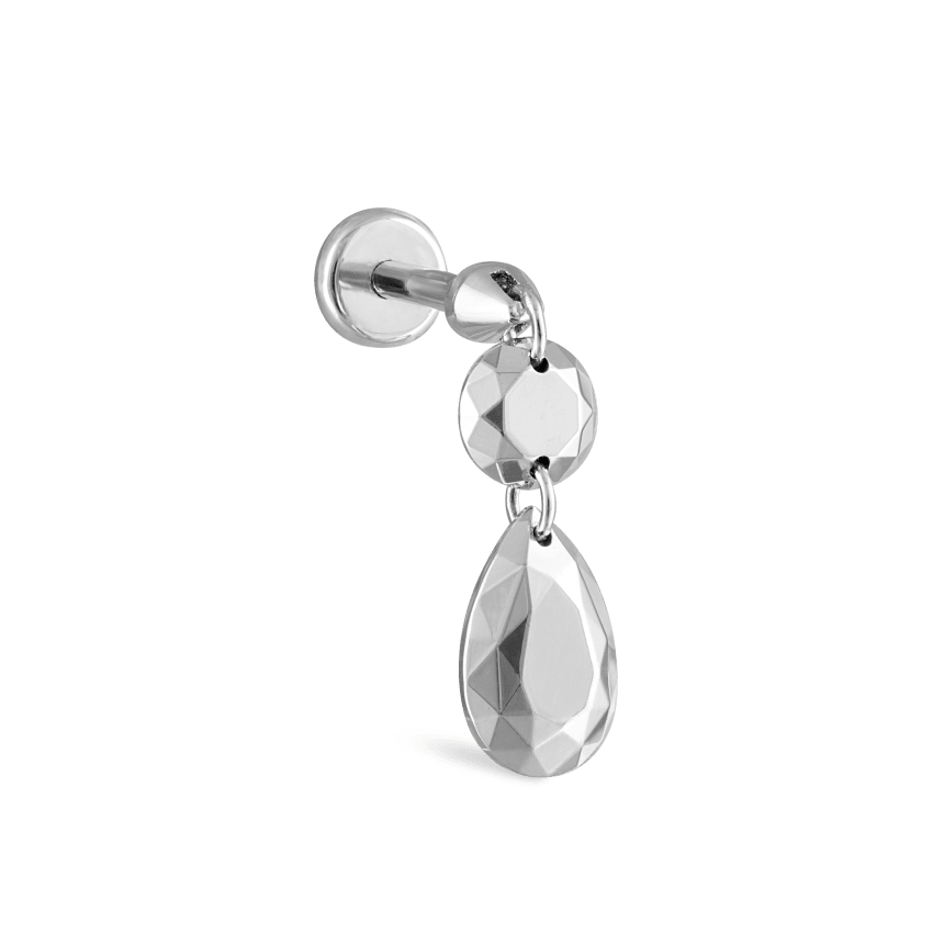 Double Faceted Gold Threaded Charm Stud Earring With Titanium Backing