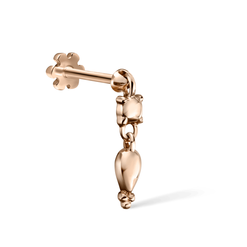 Single Tassel Threaded Charm Earring With Titanium Backing