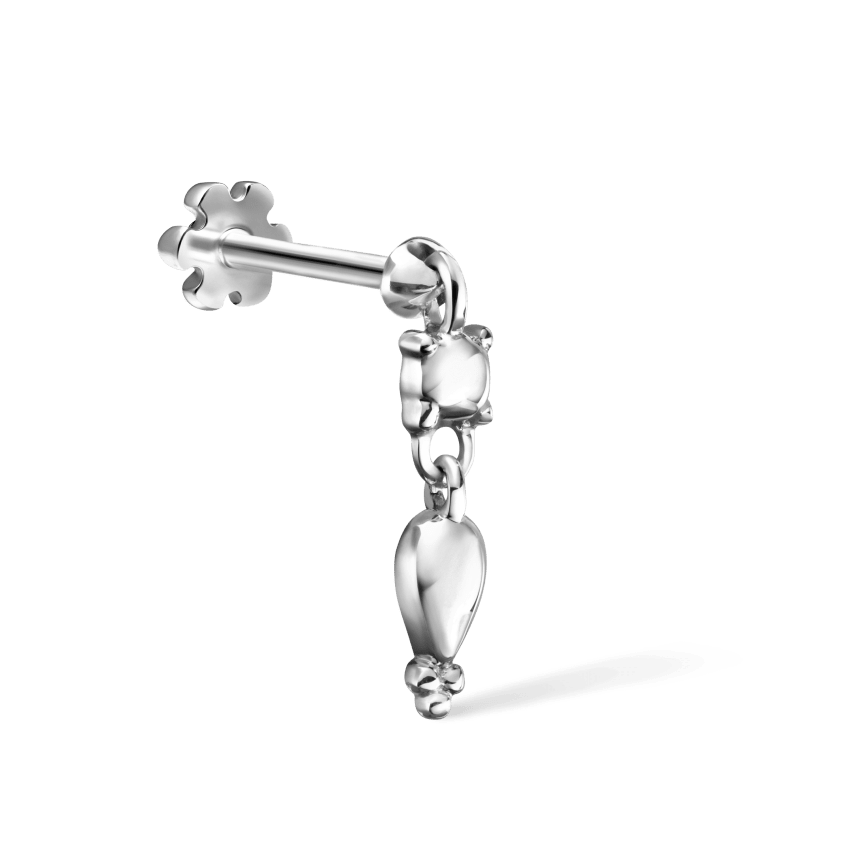 Single Tassel Threaded Charm Earring With Titanium Backing