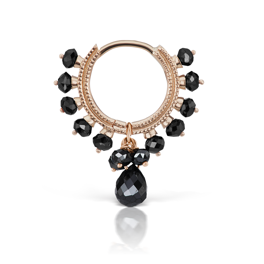 Black Diamond Coronet with Briolette Hoop Earring