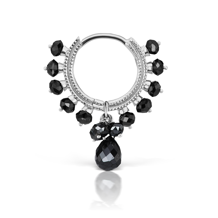 Black Diamond Coronet with Briolette Hoop Earring