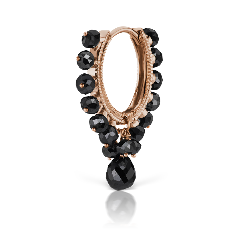 Black Diamond Coronet with Briolette Hoop Earring