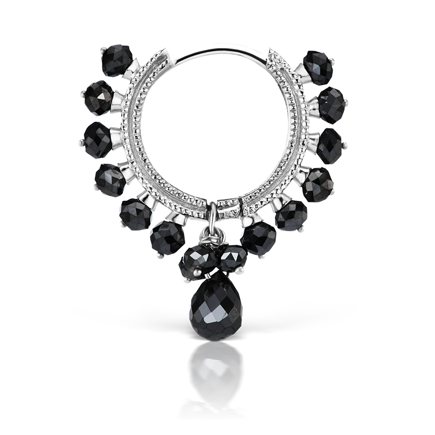Black Diamond Coronet with Briolette Hoop Earring
