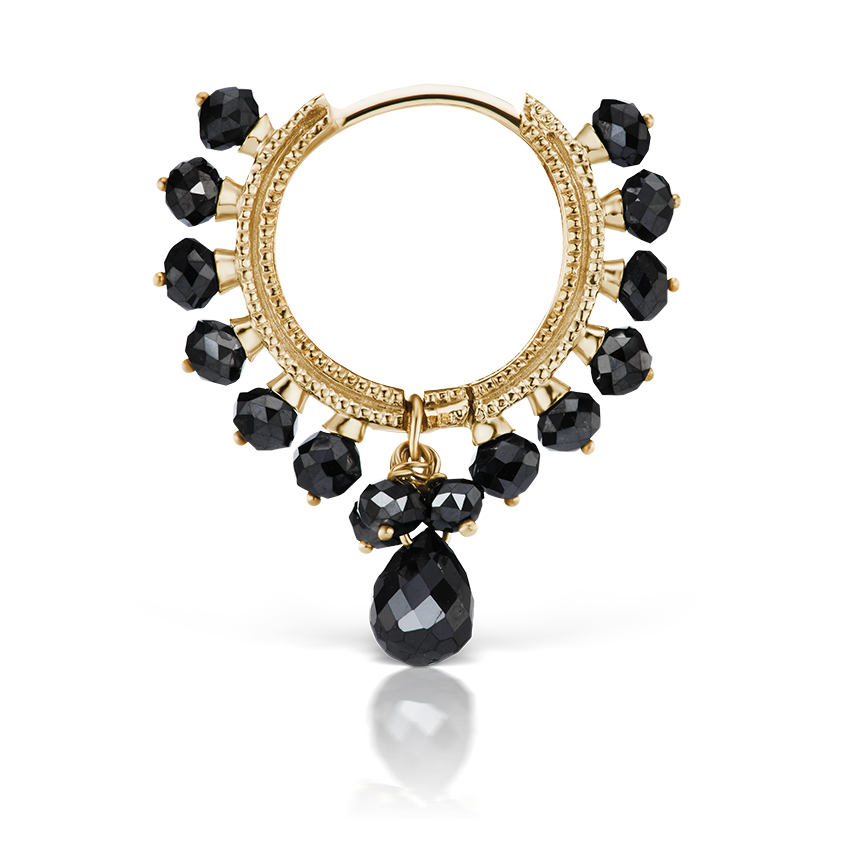 Black Diamond Coronet with Briolette Hoop Earring