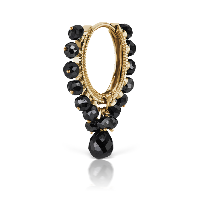 Black Diamond Coronet with Briolette Hoop Earring