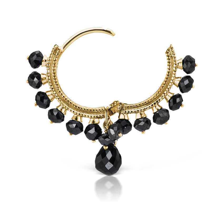 Black Diamond Coronet with Briolette Hoop Earring